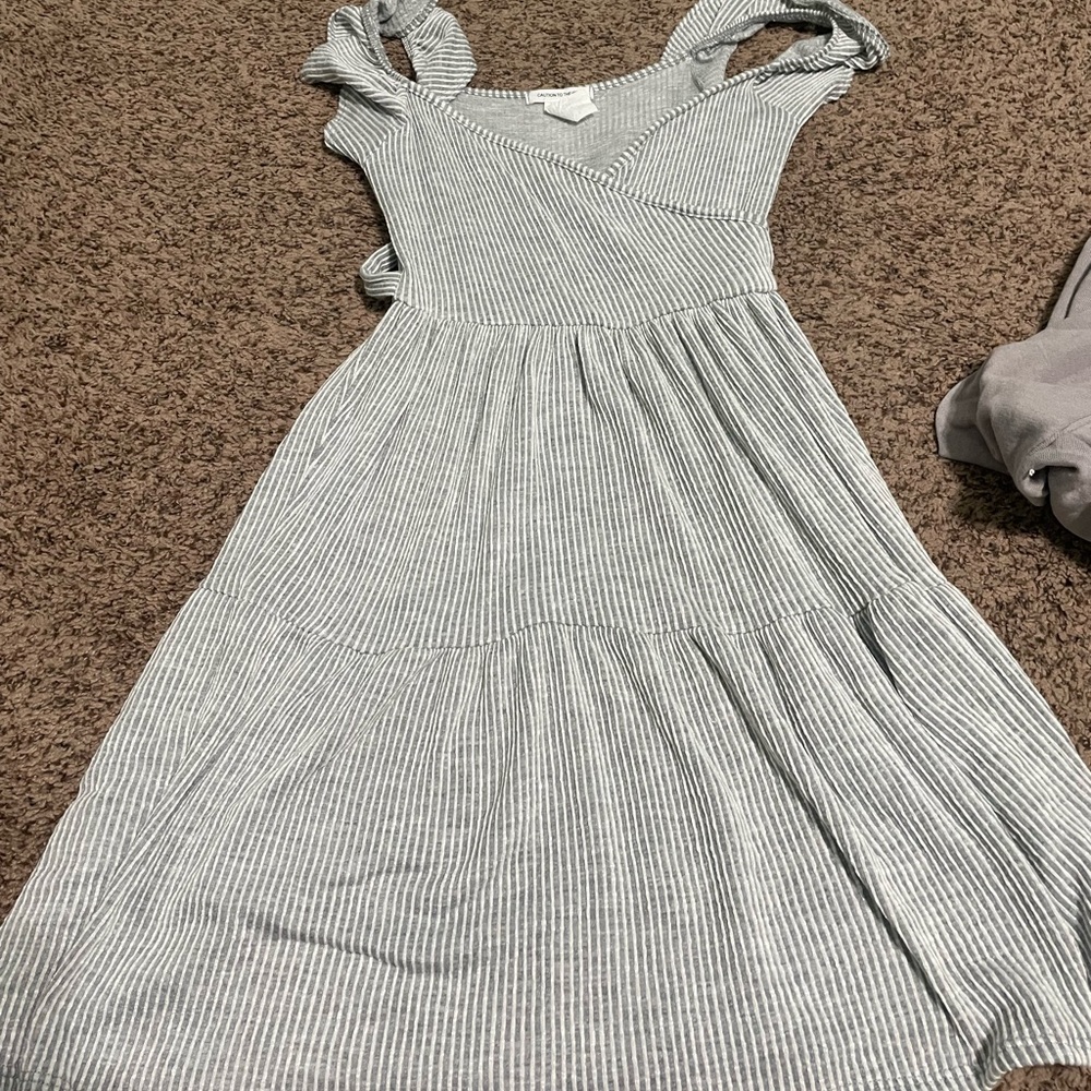 white and blue dress